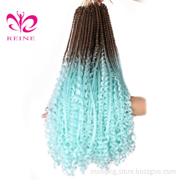 REINE Box Braids Hair Synthetic Crochet Bohemian Hair With Curl End 18 inch Boho Box Braided Hair Extension